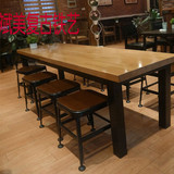 铁艺纯实木餐桌餐饮 长方形实木餐桌小户型6人松木实木餐桌