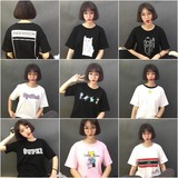 夏季新款2016韩版原宿BF风宽松T恤五分短袖女学生情侣姐妹装班服