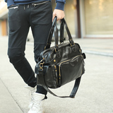韩版休闲男包 时尚潮流单肩包 PU男士包包复古斜挎包手提包旅行包
