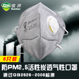 5只装 N95防雾霾PM2.5口罩活性炭防毒防尘甲醛异味 工业粉尘冬季