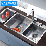 德国LABRAZE304不锈钢水槽双槽 加厚厨房水盆双盆洗菜盆手工水槽