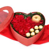 圣诞节苹果巧克力玫瑰礼盒表白鲜花速递同城广州深圳长沙送花上门