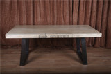 新简约实木餐桌无漆现代铁艺餐桌复古会议桌老榆木原木办公桌厂家