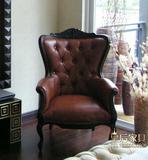 特价欧式新古典皮椅书房椅形象椅酒店洽谈桌椅子实木亮光黑色真皮