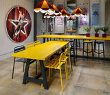 loft工业复古餐厅餐桌餐椅实木长条饭桌家具定制写字台SOHO办公桌