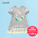 商场同款 安奈儿童装夏装新款女童连衣裙短袖网纱拼接裙AG521441