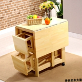 墨涵折叠餐桌实木多功能组装家具长方形木桌简约现代小户型吃饭桌