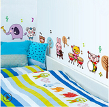 包邮 卡通可移除墙贴可爱贴画动物乐园儿童房幼儿园教室装饰音乐