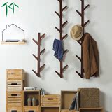 创意实木墙上衣帽架欧式玄关壁挂衣架卧室客厅墙壁置物架挂衣架