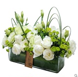白绿色系展览会议活动签到台花 北京商务活动用鲜花桌花花店送花