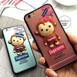 新款卡通猴子 iphone6手机壳 苹果6plus磨砂硅胶保护套6s挂绳情侣