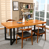loft简约大型长条桌会议桌铁艺电脑长桌办公桌美式实木桌工业风桌