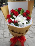 红玫瑰百合花束成都同城鲜花速递上海温州宁波南京苏州济南全国