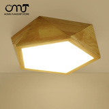 北欧简约led卧室吸顶灯客厅灯创意个性木艺矩形无极调光遥控灯具