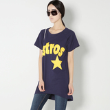 2016夏装韩国新款大码宽松版显瘦字母五角星 中长款短袖t恤女 潮