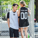 情侣装夏装无袖T恤女韩版宽松字母印花中长款运动背心学生球衣