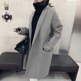 黛妮雅2016春秋装新品韩版毛呢外套女中长款灰色呢子大衣女潮宽松