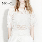 MO&Co.夏女衬衫宽松短袖2015欧美绣花镂空衬衣白MA152SHT15moco