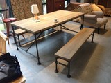 2016整装不可伸缩美式乡村餐桌椅长方形现代简约特价桌子铁艺食堂