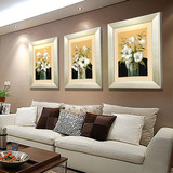 客厅装饰画 现代简约沙发背景墙挂画 三联植物花卉瓶中花朵墙壁画