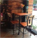 美式乡村实木台椅餐厅会所酒吧凳高脚凳子餐椅复古吧椅