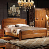 中式实木床1.8米 原木雕花大双人床 现代简约新款全进口胡桃木床