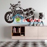 机动摩托车 越野赛车 中国范墙贴 男生卧室书房个性DIY可移除壁纸