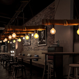 个性工业风创意复古麻绳吊灯美式乡村风格酒吧咖啡厅吧台竹子灯具