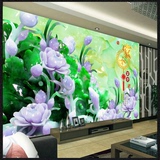 大型3D玉雕无缝墙纸壁画家和富贵荷花客厅电视背景墙中式壁纸墙画