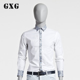 特惠GXG男装春季新款长袖衬衣男士时尚修身绅士白色衬衫#31103131