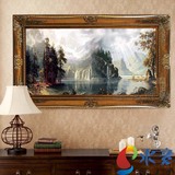 欧式聚宝盆山水油画现代客厅风景油画壁画有框画酒店挂画三只小鹿