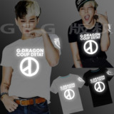 夏季BIGBANG权志龙GD演唱服同款皇冠VIP纯棉男女反光短袖夜光T恤