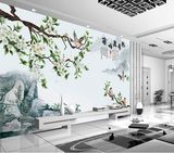 热卖客厅卧室电视墙背景墙纸壁纸3D立体无纺布大型壁画中国风中式