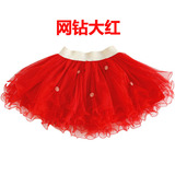 童装新款女童春夏装红色网纱公主半身裙子黑色儿童短裙百褶蛋糕裙