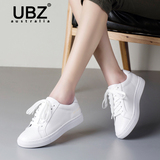 UBZ小白鞋女系带韩版夏真皮单鞋 透气百搭运动鞋休闲板鞋平底鞋