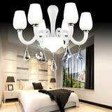 白色艺术欧式水晶吊灯 创意简欧温馨餐厅卧室灯奢华大气客厅灯具