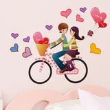 墙贴纸贴画卧室温馨浪漫男孩女孩情侣单车爱情爱心气球情人节布置