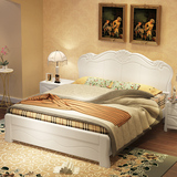全实木床1.8米双人床地中海高箱床现代简约橡木单人床1.5米婚床聚