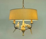 设计师灯简约现代小鸟客厅卧室餐厅灯 北欧美式创意铁艺布罩吊灯