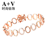 A+V18K玫瑰金钻石手链手镯女款宫廷复古款奢华圆圈结婚用专柜正品