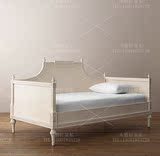 美式沙发出口法国外贸沙发床法式实木雕花象牙白沙发床懒人床预订