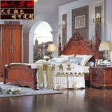 美式实木床柱子床复古雕花欧式高端公主床婚床双人床卧室家具促销