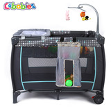 cobabies欧式多功能儿童床 便携折叠滚轮双层婴儿床100X70cm