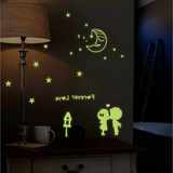 创意夜光贴荧光永久星星月亮墙贴纸卡通儿童房卧室房顶天花板装饰
