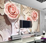 玉雕浮雕玫瑰3D立体墙纸电视背景墙卧室客厅壁画墙纸无缝壁纸