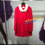 代购专柜正品ROME罗燕女装折扣2015冬羊毛呢子红色中长款外套大衣