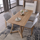 北欧实木餐桌 简约现代小户型长方形6人餐台椅组合样板房设计师桌