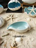海声。外单外贸陶瓷地中海洋白瓷海螺皂盒烟灰缸烛台居家装饰摆件