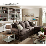 HC 欧式简约客厅木茶几1米1.2m橡木框白色杨木架双层沙发边角几