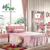 木槿环保儿童床女孩公主床粉色儿童家具套房组合卧室青少年单人床